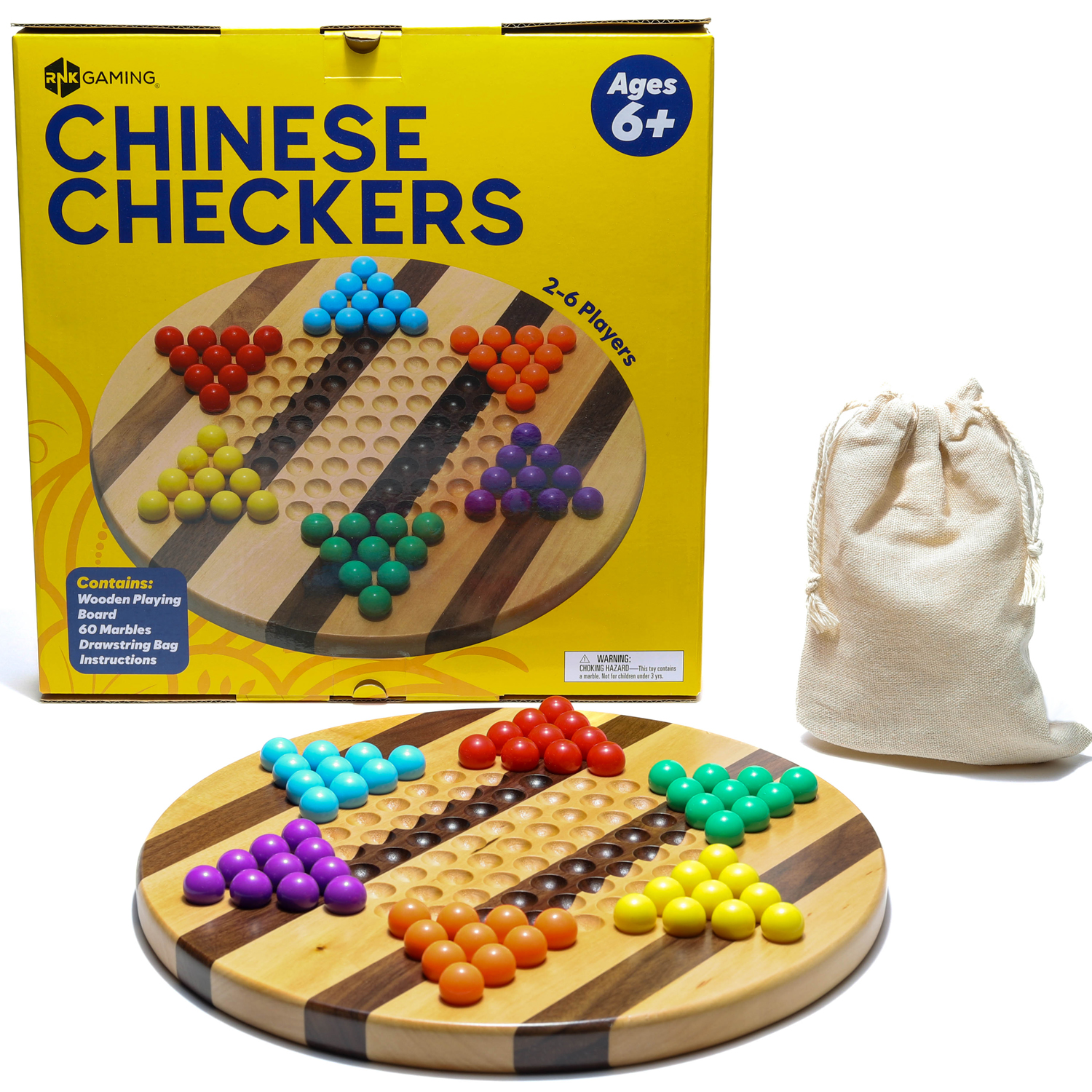 Wooden Chinese Checkers with Striped Board – RNK Gaming